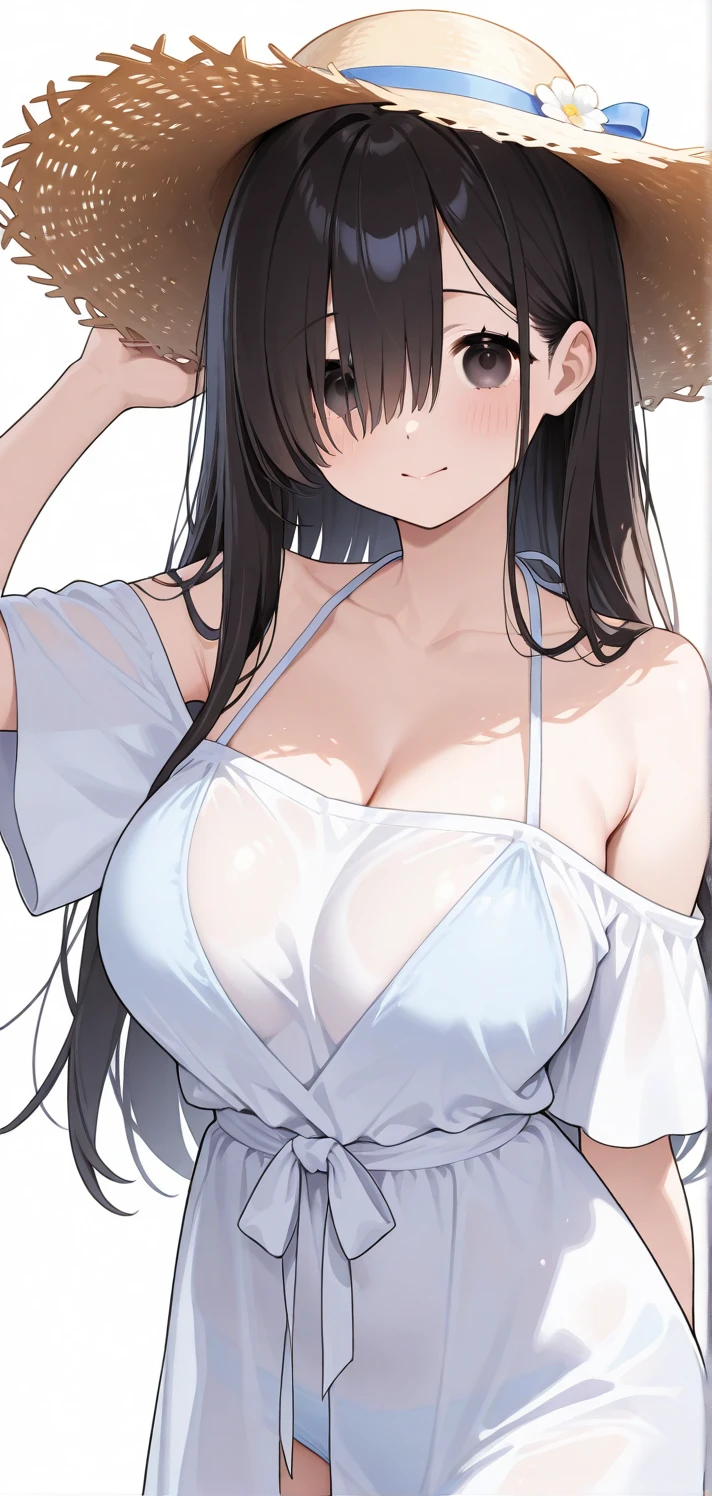 A beautiful anime girl with long flowing hair, standing on a beach in the evening, wearing a skimpy wet bikini that clings to her voluptuous figure, her skin glistening with sweat, in a dynamic anime art style, highly realistic, masterfully detailed, 8K, photo-realistic, cinematic lighting, vibrant colors, dramatic atmosphere