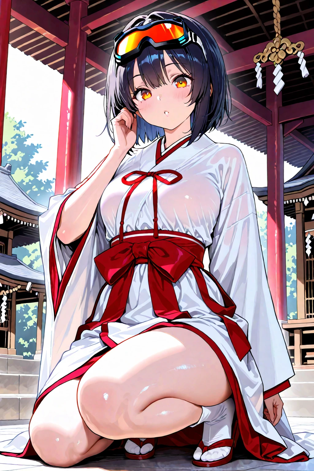 Show your loincloth、Thighs、Zashiki Warashi、Japanese style、Shoji screen、tatami、Haunted house、darkness、Late Night、kimono、Bob、girl、girl、young、Baby Face、Flat Chest、Long black hair、Dynamic Angle、A faint smile、Squint your eyes、ball、Flower Hair Ornaments、Clogs or bare feet
