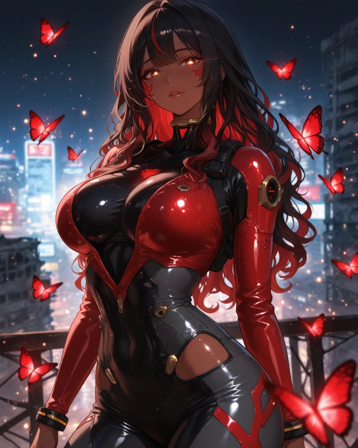 (1 girl:1.3), Solo, (((Very detailed face)))), ((Very detailed eyes and face.)))), beautiful details eyes, Body Parts__, Official Art, Unified 8k Wallpaper , super detailed, beautiful and beautiful, beautiful, Masterpiece, best quality, Original, Masterpiece, super fine photo, best quality, super high resolution, realistic realism, sunlight, Full length portrait, extraordinary beauty, dynamic pose, delicate face, vibrant eyes, (from the front), He is wearing a Spider-Man suit, red and black color scheme, spider, highly detailed city roof background, roof, overlooking the city, detailed face, detailed complex busy background, messy, splendid, milky white, highly detailed skin, realistic skin details, visible pores, clear focus, volumetric fog, 8k hd, DSLR, high quality, film grain, white skin, photo realism, lomography Translucent, futuristic, dystopian megalopolis