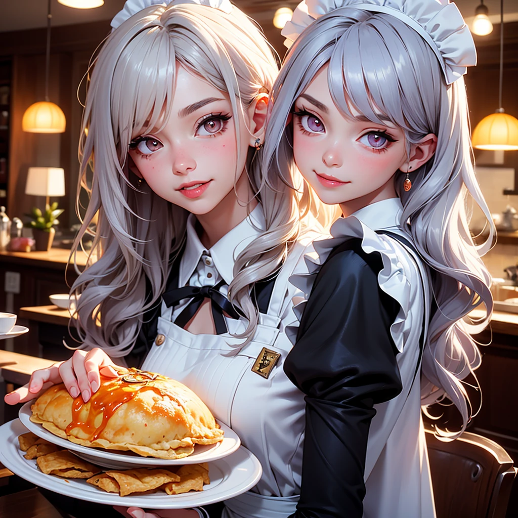 Mobius_(honkai impact 3d), bakery, holding a pastry brush, bakery utensils, cooking a cake, ornament hair, perfectly body, perfectly hands, wave hair, light green hair, long hair, maid, maid dress, maid headdress, maid apron, stand up close to the window, kitchen, kitchen scenery, gold lantern, black dress, more details on her clothes, black dress, golden details, night, smiling, coat, ((4k, masterpiece, top-quality)),8k, best quality, high resolution, HD, (illustration:0.8), super cute girl, delicate and beautiful face, 1girl, solo, mature girl, super cute hairstyle, (beautiful detailed eyes:1.6), extremely detailed face, perfect lighting, extremely detailed CG, (perfect hands, perfect anatomy), Best quality, cleavage, skirt, full Body,