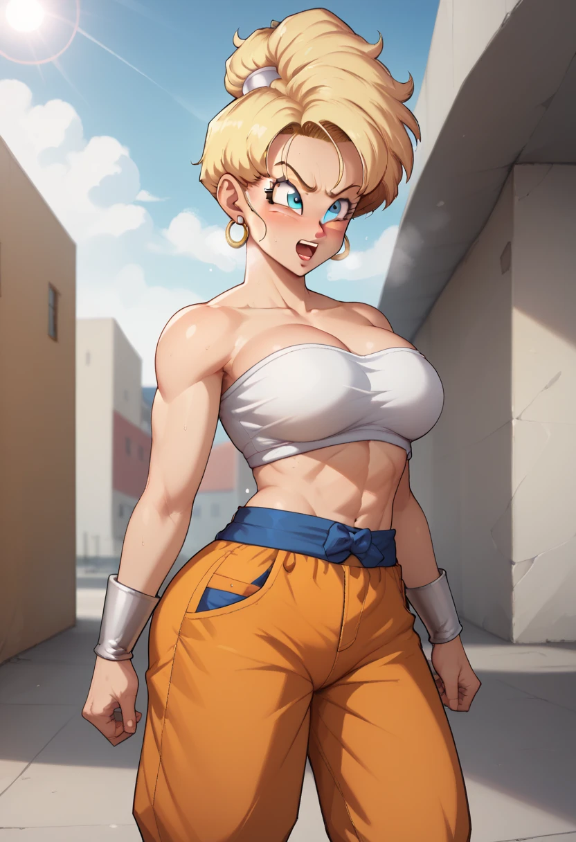 (((Saiyajin, 1 chica))), (((Fondo borroso))), (((Mostrando la parte superior de su cuerpo))), (((Pose de modelos sexy))), (((Cabeza hueca))), (((Cabello largo y amarillo, ojos verdes, labios hinchados, labios pintados, labios gruesos, Caderas anchas, muslos gruesos, culo enorme, Cabeza hueca face , enormes enormes pechos naturales, escote, Usando un bikini, pechos colgantes))), (((Sonrisa))), (((giant sagging breasts:1.8))).
