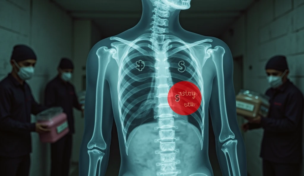 X-rays of a person who looks like he has a safe in his heart