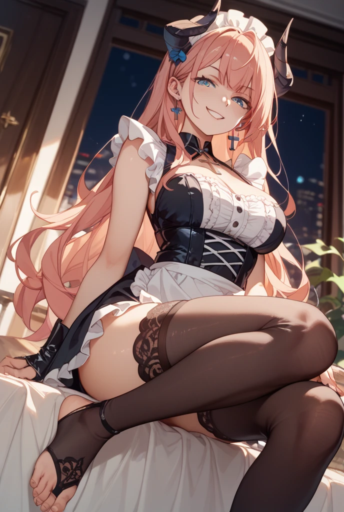 Highest quality,Highest Resolution,A crying beauty in a maid leotard,Tears,(((Open your mouth wide and spit a lot))),Drink a drink,Bedroom,Night view outside the window,Super High Leg,Tback,whole body,Very beautiful eyes,Sweating profusely,Knee-high stockings,