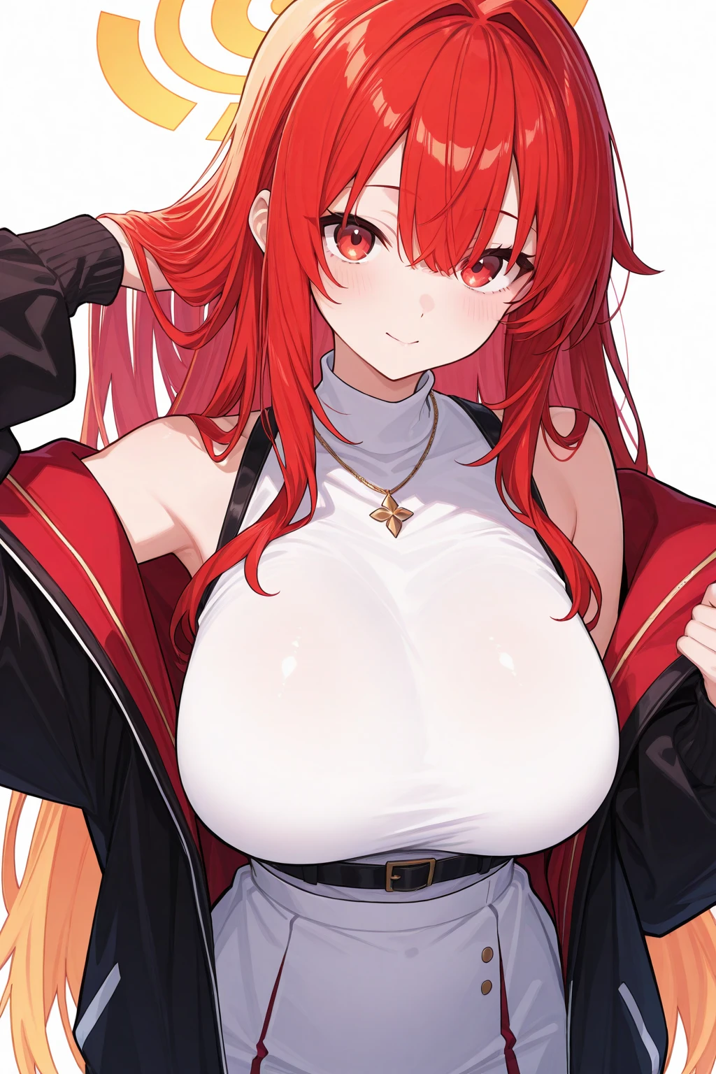 My name is Hikaru, I am a white test woman with long red hair and black eyes. I am 1.60 cm tall and weigh 46 kg. My breast sizes are 300 cm, my waist is 60 cm and my hips are 200 cm. Dressed in a black and pink sports bra, along with a short pink panties and her hair tied in a ponytail with a bang. With big breasts 300 cm