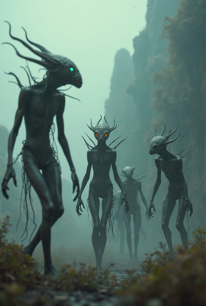 full body length,niobium goblin,native africa xenomorph,once pretty face,eyebrow up,full body shot,ominous landscape,niobium gray atmosphere,photo,photorealism,Masterpiece,hyper natural skin textures, hyper realism,hyper detailed,High contrast,Realism,Ultra Detailed,irina yermolova,close full body shot,32K resolution,Nikon Z9, ,demonic, fog, smoke, audience, mist, featuring ultra-realistic and hyper-realistic elements,
  Marta Bevacqua, Ellen Jewett, Kawacy, Katsuya Terada, Carne Griffiths,concert lighting,  bokeh,  luminal space that feels
 both bright and surreal. Includes liquid fluid elements for added depth and movement. Rendered in an unreal 
engine and post-processed to achieve . Evokes a sense of dreamy, ethereal 
and mystical mood,horror pixar movie still,thriller disney movie ,pixar render, animated ,suicide