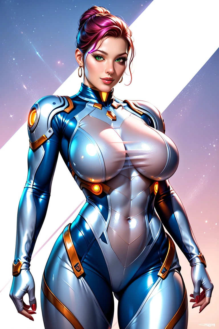 8k ((above view:1.6)), ((full body view))(large eyes:1.3), defined cheekbones, looking back, ((the pit style:1.4))((sleek dark blue bodysuit:1.6)) ((intricate metal details:1.4))detailed face:1.5), lightblue skin,(puffy lips:1.5) (lightblue skin:1.6), (bald woman:1.7), (skinhead) ((sexy pose)),(Muscular:1.3), ((gigantic breasts:1.5)), )highly detailed, Volumetric lighting, baroque oil painting by Greg Rutkowski, Artgerm, WLOP, dynamic angle,((intricate neon lines on bodysuit:1.3)), majestic, digital photography, best shadow, light particles, art by artgerm and ruan jia and greg rutkowski, ((gold shoulder pads:1.6)), (masterpiece), sidelighting, intricate details, (((black color palette)))