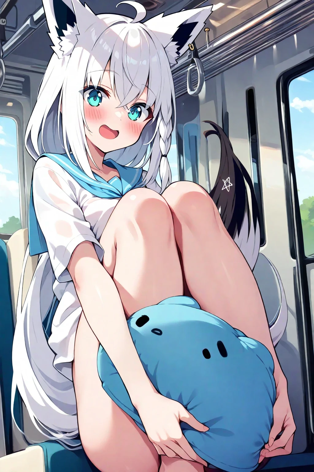 nsfw、BREAK Perfect Anatomy、Highest quality、(cute:1.1)、(cute)、(High resolution:1.2)、Unbelievably absurd:1.3、Incredible illustrations、(cuteイラスト:1.2)、(Beautiful background、Inside a crowded train)(1 girl) 、solo)、(10th Generation、JK、Loli face、Small breasts:1.2)、slender、、、、Eye highlights、embarrassed、、1girl(beret、Cotton shirt、Check skirt、school bag)( Turn your back、Sex preparation:1.2),Appealing pussy, (I put my hands on the door and turned around、lying on back), Inside the pussy, Vagina、pussy juice:1.2