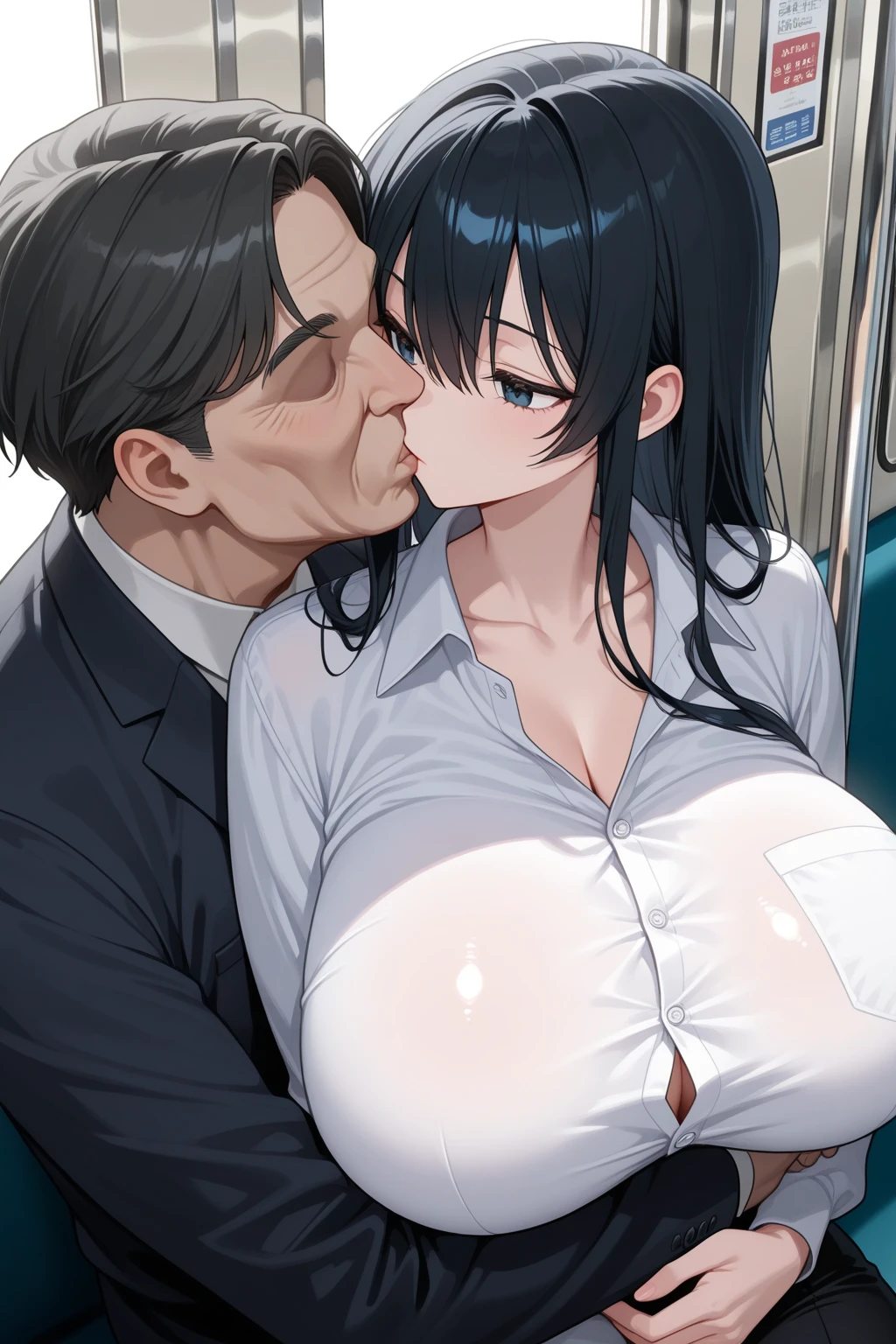 Multiple penises,Slender and sexy woman,Cum in mouth,deep throat ,Black thigh-high boots,Beige jean shorts,in the train,Molester,Multiple men,A man grabs a woman's arm,Put your hands behind your back,penis,rape,Sex,Creampie,Folded ponytail,semen,profile,
