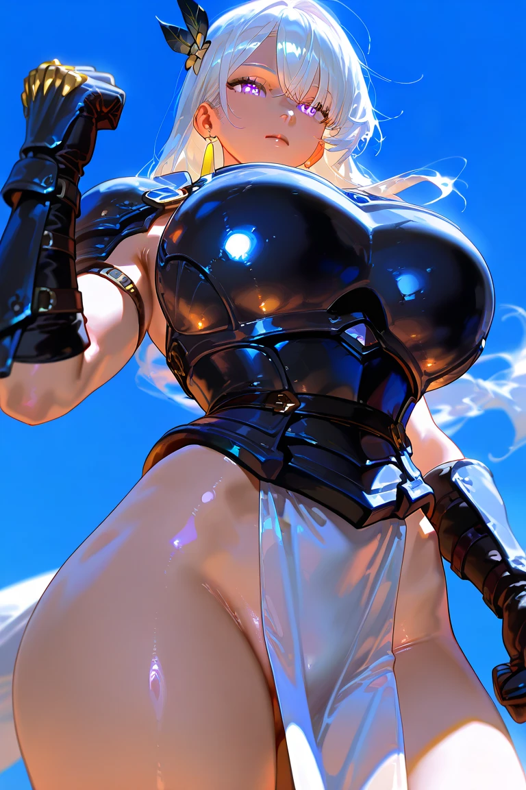 (masterpiece, best quality:1.2), cowboy shot, solo, 1girl, tier harribel, sexy, NSFW, nude,dark skin, revealing outfit, sexy back, sleeveless, minimal clothing, ponytail, beautiful, wardrobe malfunction, absurdres, high res, ultrasharp, 8k, masterpiece