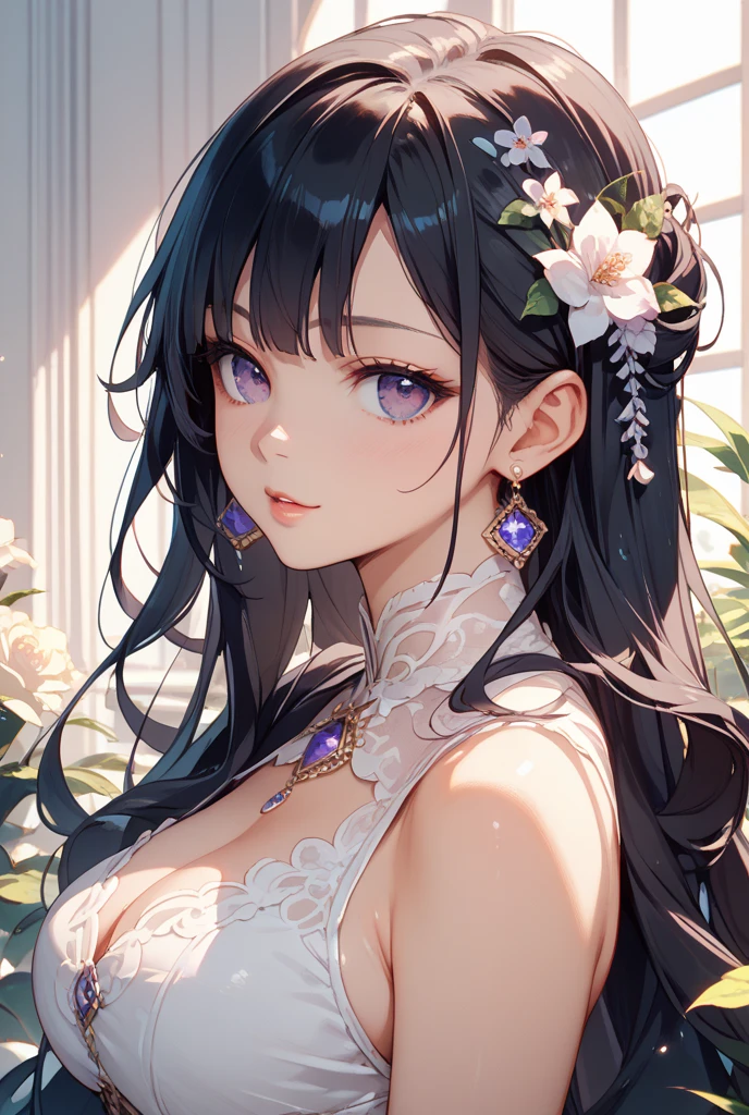 solo, beautiful female, wuxiaworld, Ancient Chinese Articles of Clothing, wind blow, blossom, on the fog road, long hair, gradient hair, black hair, blue hair, purple hair, silver hair, long hair, lonely, ray tracing, reflection light, depth of field, close-up, cowboy shot, masterpiece, best quality, high details, high quality, ccurate, textured skin, UHD