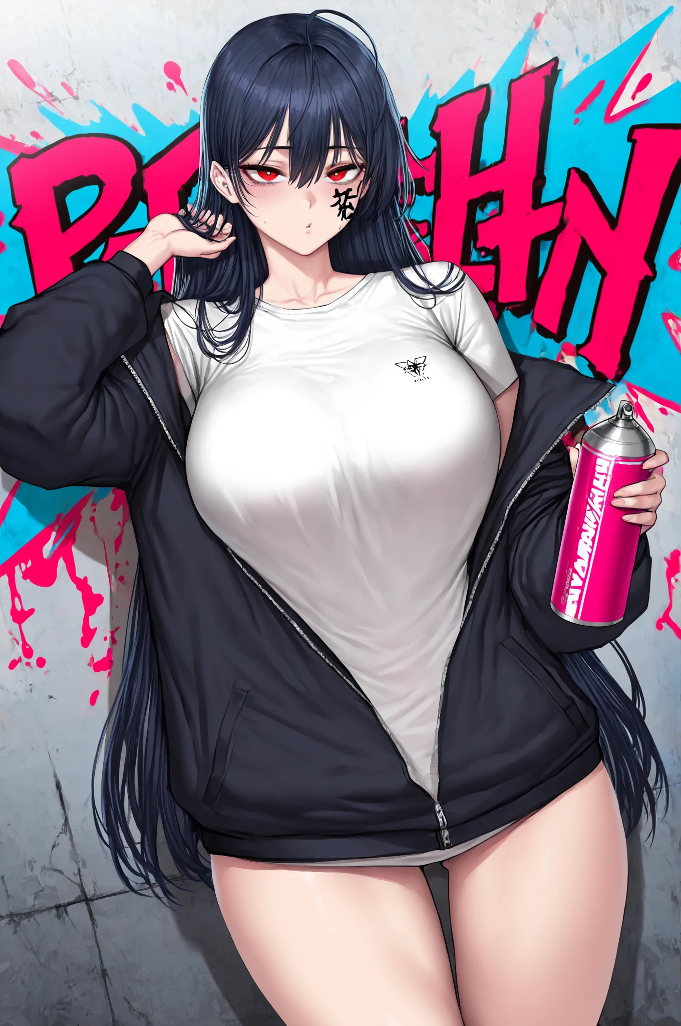 ( High quality , ultra detailed, careful with hand ), solo male, fat male, round belly, fat belly, large belly, ((tight shorts)), bulge, blushing, heart eyes, dark hair, sci-fi, cyberpunk clothes, jacket, medium length hair, arch bangs, male with fat ass and big thighs, belly focus, happy trail, moobs, round glasses, wobbly smile, possessive expression, pretty boy, chubby male, boots, exposed thighs, exposed belly, neon pink highlights, sweating, implied obsession, male yandere tag, pixiv, weight gain commission, male weight gain, fat fetish commission, deviantart, belly kink, anime style, weight gain on thighs and ass but mostly belly