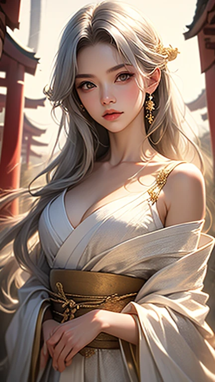 hourglass body shape, (cowboy_shot:1.4), Mature Female, tall, 5' 7" tall, ((very long platinum  blonde hair)), hair is straight and arranged into a bun, a chinese phoenix hairpin is attached to her hair, ((golden glowing eyes)), perfect skin, beautiful smile with full lips, shining lips with red lip gloss, big breast with perfect outline of their shape, anatomically correct, long eyelashes, heavy dark make up, smokey eyes, looking at camera, 8k, Masterpiece, (UHD:1.2), front view, sexy, BREAK ,wearing a sexy golden lowcut qipao which enhances the beauty of her curvy-slim figure, ((legs out)), silver_hair_ornates,
Platinum blond hair_past_waist,hair_pin stuck on a bun,v-shaped eyebrows same color as her hair,coloured_eyelashes,smokey make up,big juicy lips,blood red lipstick,big golden eyes,red eyeglow,,

mature female, fantasy00d, 1 girl, Chinese style,chinese girls,hanfu,see-through,chinese clothes,Chinese style,((She is holding a sword:1.3)),Sea beach and Mountain in the background bokah 