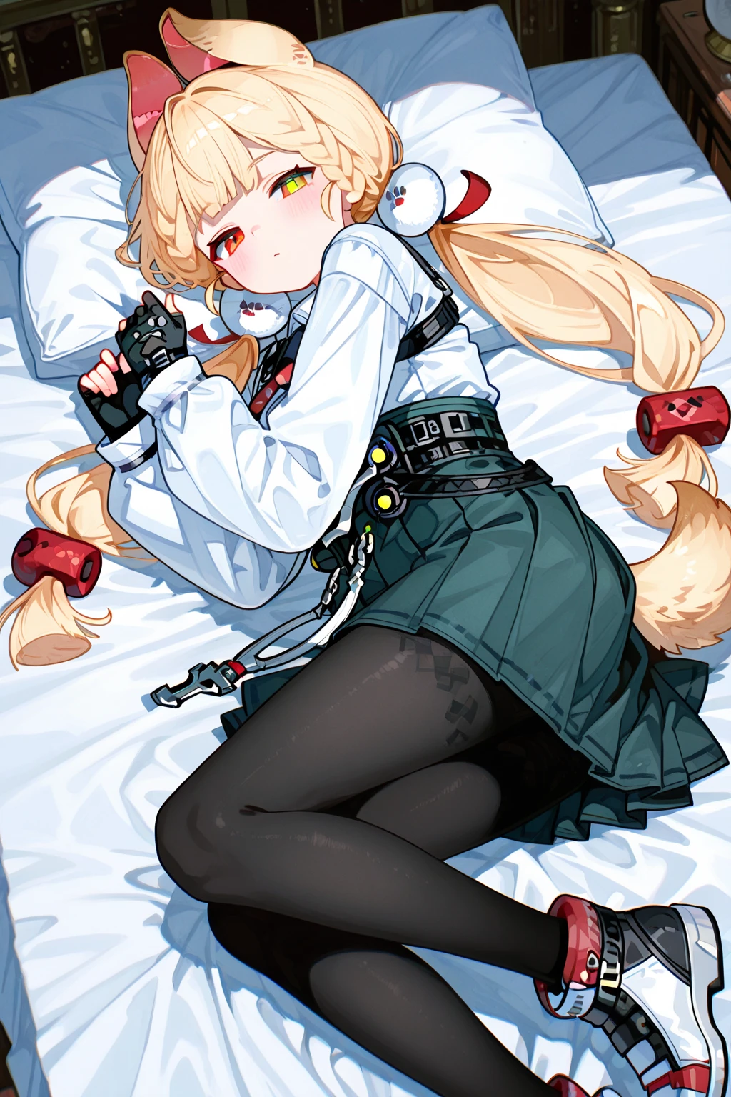 An 11-year-old boy wears latex underwear, Panties and restraints,Lying on a midwifery bed,The chain is tied with iron chains, , Jade feet, Long hair, Blackface drooling eyes, Eyes of hope, ears of elf, Cat ears, Issuing, Cute tattoos,High-heeled boots