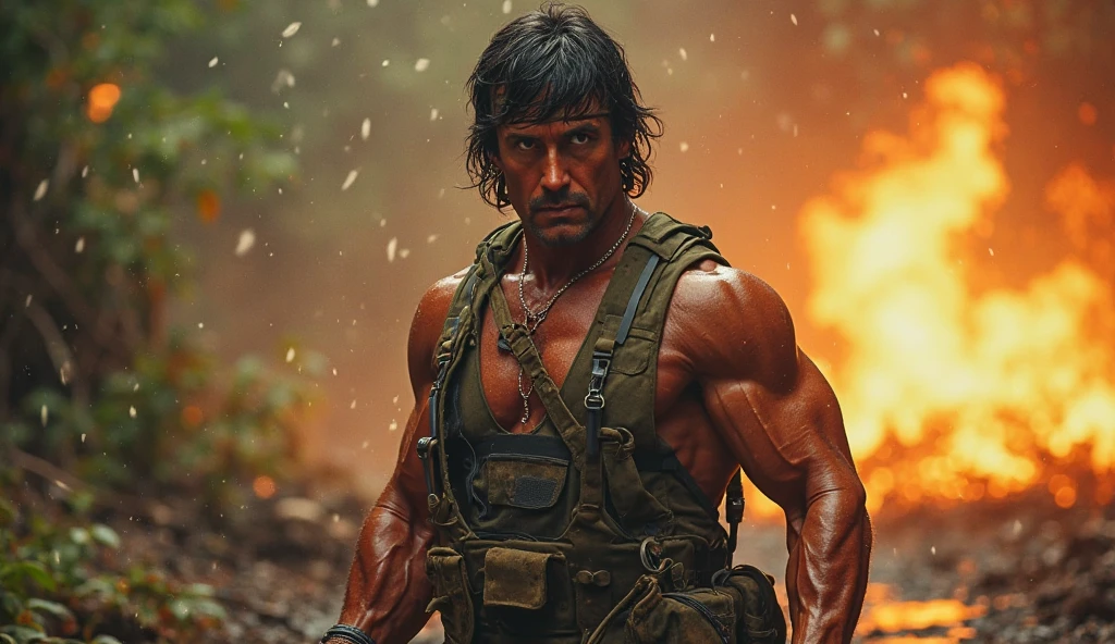 cinematic film still of <lora:Rambo 1982 SD1.5:1.2>
Rambo a man holding a perfect combat knife in his hand, shallow depth of field, vignette, highly detailed, high budget, bokeh, cinemascope, moody, epic, gorgeous, film grain, grainy