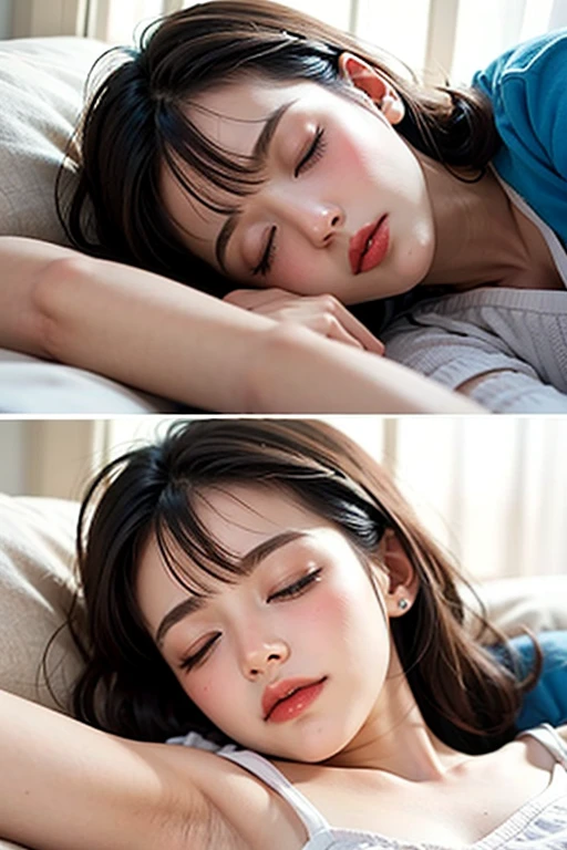Este、massaging、skincare、Cute Korean Beautiful Girl、femele、soio、Prone、sleep、Face down in bed、Sleeping face down、extremely delicate and beautiful、​masterpiece