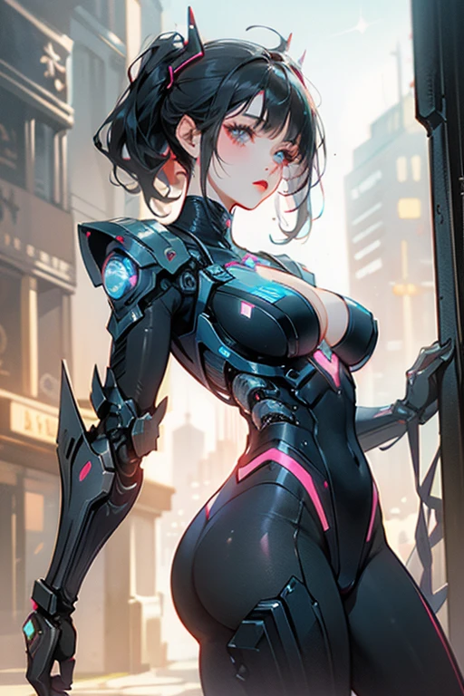 cute robot girl,(((1girl))),((anime robot girl with extremely cute),(((Imposing tall robot girl, black color and minimalist look with a lot of rgb and sensual curves))),
(large breasts:1.4),saggy breasts,(spider lower abdomen,narrow waist,wide hip,athletic body,inflated legs,delicate detailed fingers,detailed body,detailed arms,human hands, detailed hands),
cute,slutty,seductive,erotic,(((nsfw))),
(dynamic pose:1.0), solo focus, embarrassed, centered, scale to fit dimensions, Rule of thirds,
outdoors, ((night view)), (cyberpunk night street Background: 1.5,dark sky,alleyway,lonely alley,thick clouds, detailed background:1.25),
(best quality), (high resolution), (sharp focus), (ultra detailed), (extremely detailed), (extremely high quality artwork), 8k_wallpaper, (extremely detailed CG 8k),(very fine 8K CG), ((hyper super ultra detailed perfect piece)), flawless, (((masterpiece))), illustration, vibrant colors, (intricate), High contrast, Selective lighting, Double exposure, HDR (High Dynamic Range), Post-processing, Background blur,