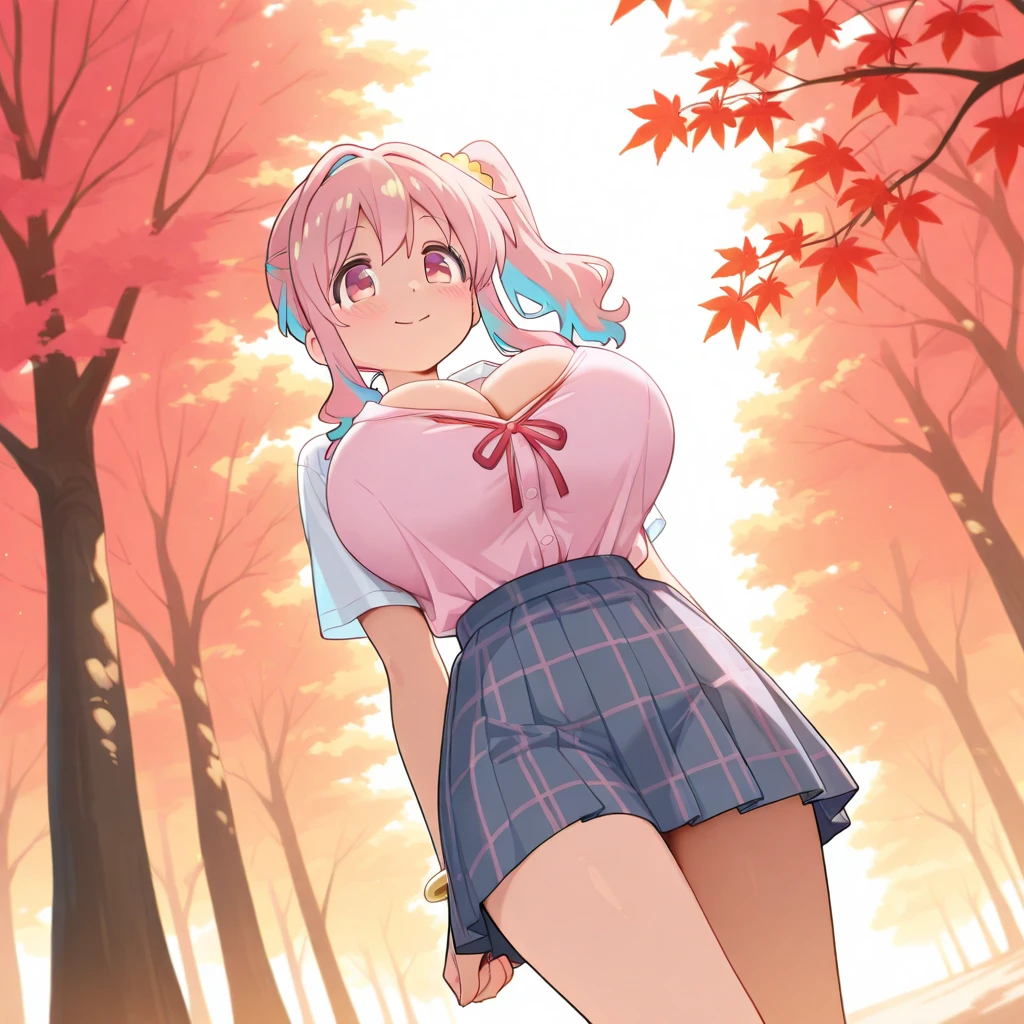 (nsfw),masterpiece,ultra detailed,sharp focus,4k digital art,high resolution,(puffy nipples),(v sign with both hands:1.5),(aroused and blushed:1.7),tareme,(adult beautiful face,curvy adult body:1.3),(upskirt:1.4),(school cardigan:1.3),dress shirt,black socks,(navy and pleated skirt),bow tie,(blonde hair,side ponytail),(dark skin),outdoor,public park,(sweaty:1.2),grinning,(trembling,flying heart-shapes),(squatting and spreading legs),(sexy and laced red undies:1.3),loafers,crowd in background,gigantic breasts,drooling,heart pupils
