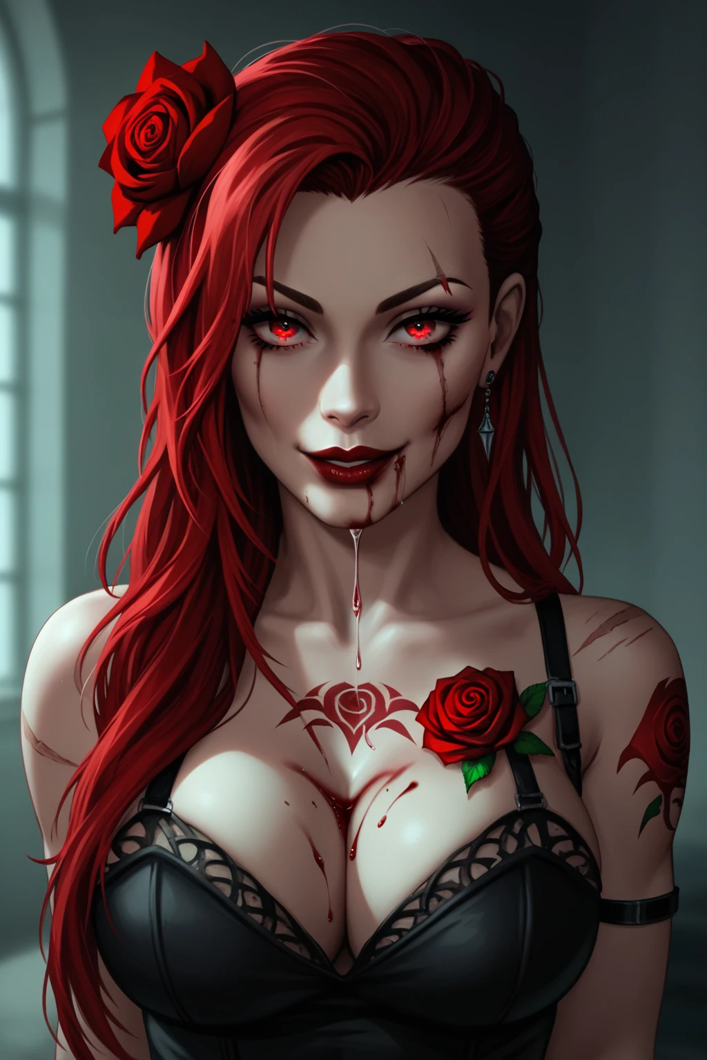 (medium shot) photo of 1 girl, euphemia li britannia, (look at viewer), (solo focus:1.4), EmptyEyes,
emotionless, (blood on dress:1.4), (stain on dress, torn dress:1.4), (white dress, pink_rose, long hair),
(blood:1.4), blood on face,
cleavage, big breast, narrow waist, big pelvic, thigh,
(in ruined city background:1.3), (explossion, fire, smoked:1.3),
(realistic skin, eye focus, sharp focus, masterpiece,best quality, finely detailed,extremely detailed, realistic detail,clear_image,realistic, high_resolution,distinct_image)
<lora:Code Geass - Euphemia li Britannia @ Euphemia li Britannia-000016:1> <lora:EmptyEyes_Diffuser_v10:1>