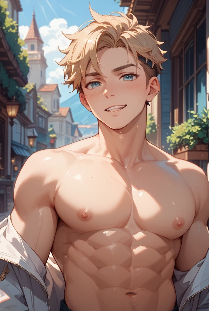 score_9,score_8_up, <lora:AdamWill-000003:0.6>,male focus,solo,adam will,twink,armpit hair,water,lake,light smile,