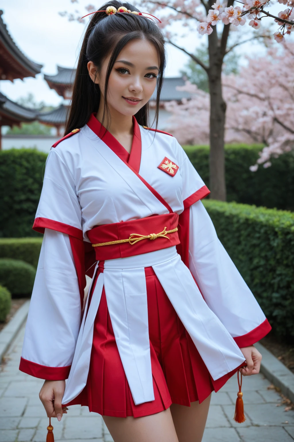 (((Canadian flag themed costume:1.3))),(((Women in men's clothing:1.3))),(Maple Leaf Flag),(masterpiece,Highest quality,Ultra-high resolution output images,Write Boundary Depth,Intricate details,Add depth to your subject with contrast between light and shadow,Anatomically correct facial structure),(Picture Mode Ultra HD,)