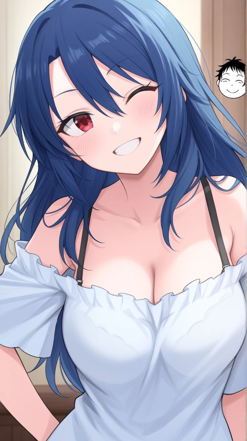 ((NSFW:1.4, masutepiece, Best Quality, hight resolution, nffsw, Perfect Pixel, depth of fields, 4K, nffsw, nffsw))), 1girl in, Single, Solo, Beautiful anime girl, Beautiful Art Style, Anime Character, ((Long hair, Bangs, dark brown hair, hair messy:1.6, Curly hair:0.8)), ((Curly eyelashes, Realistic eyes)), ((Detailed face, Blushing:1.2)), ((Smooth texture:0.75, Realistic texture:0.5, Anime CG style)), ((medium breasts, cleavage)), Indoor, Bedroom, Dynamic Angle, busty, Perfect body, Dynamic Pose, Armpit, Hands up, ((Falling asleep in bed, Supine, sleepy, Closed eyes, lyin in bed, Sleeping Pose)), ((close up, POV, Cute, Shot in the face, The look of sighs, Awaken)), ((Purple Bra Color, Purple Lingerie, Single Diamond Necklace)), (Natural light, light reflections, morning)