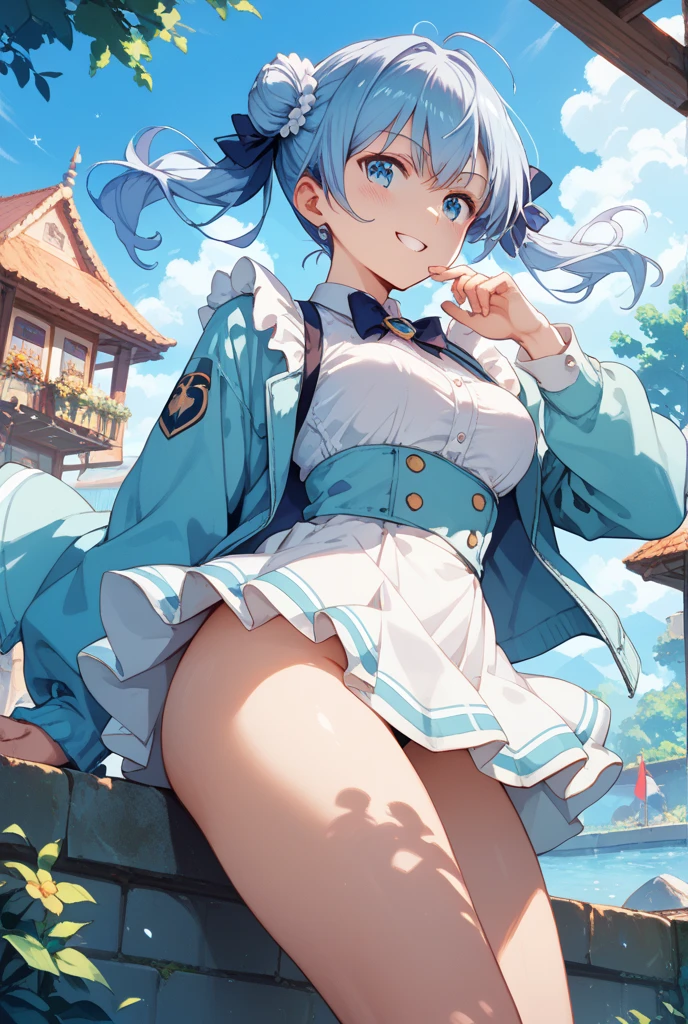 8K、masterpiece、Japanese、Woman wearing glasses、Neon（nod)、from the front、smile、Childish、Small breasts、See-through underwear、night、Bedroom、Show your underwear、mini skirt