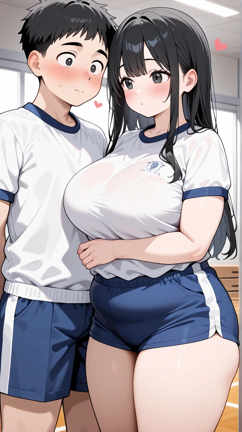 2 Asian girls, both farting side by side, desperate to poop, in gym, farting while working out, stomach growling, wearing yoga pants and exercise clothes, malaysian chinese girl, tomboy, stomach bloated, hands hugging stomach, pained expression, shocked and embarrassed, mouth open in shock, blushing, beautiful and cute face, anime art style, fit body, tall and thin, view from front