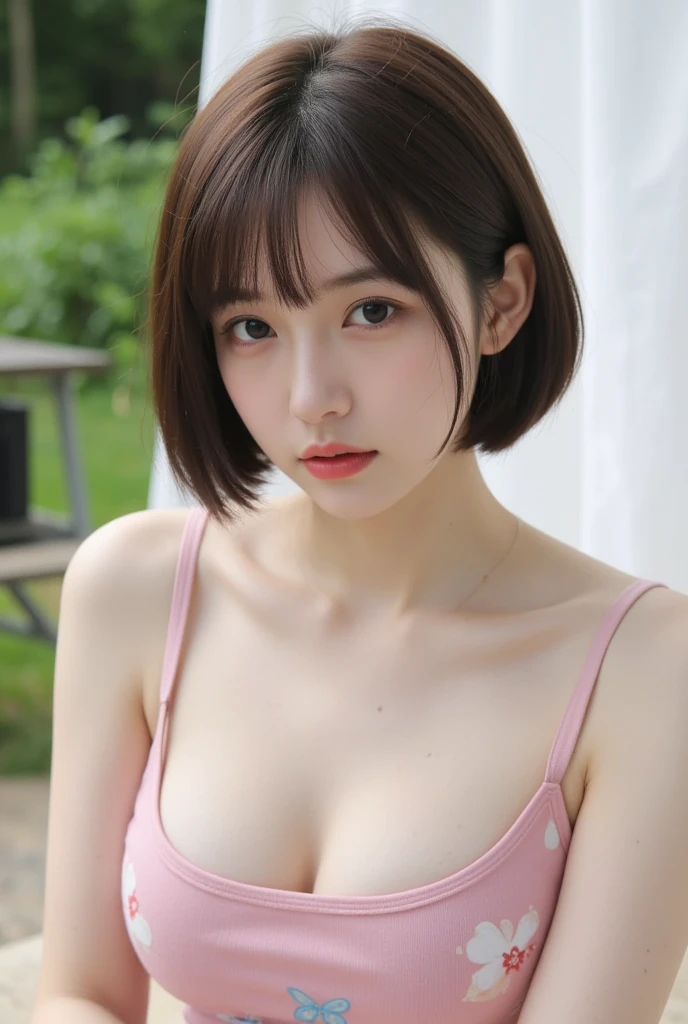 (8K, Raw photo, top-quality, masterpiece: 1.2), masterpiece, super detailing, Ultra-high decomposition energy A, (Realistic and realistic photos: 1.37), high-definition RAW color photography, Very delicate and beautiful., イグリーのdetaileds, 8K Wallpaper, astonishing, detaileds, 非常にdetailedsな目, 非常にdetailedsな肌, 非常にdetailedsな指, 非常にdetailedsな鼻, 非常にdetailedsな口, perfect anatomia,1girll, (red floral sexy panties、red floral sexy bra), hazy, blured background, Blurred foreground, blush, braid, pectoral muscles, depth of fields, eyebrows visible through hair, Frild, hair between eye, Baseball Stadium, jewely, look up at viewer, Short hair, Solo, Colossal tits、乃木坂アイドル、韓国アイドル、hposing Gravure Idol、 Star、18year old、tall、韓国アイドル、乃木坂アイドル、 Star、hposing Gravure Idol、((full body Esbian)), ((Gravure Pose)), ((Crispy Pose)), ((full body Esbian)), crotch open, Lying down, Wide crotch, A MILF, sensuous