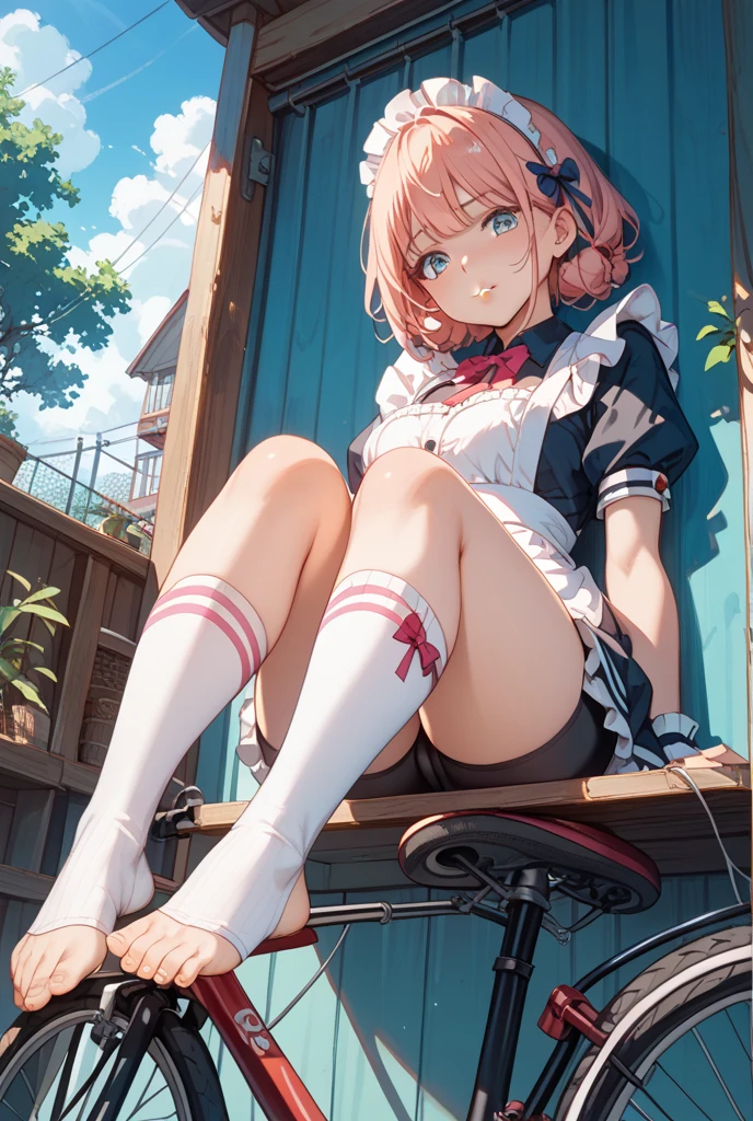 ((nswf Japanese)),(((trembling:1.3))),,Absurd, High resolution, break Show Viewer, whole body, (From below:1.5) break (Bright colors:1.3) break (One Girl:1.3), (change:1.2),Redhead, blue eyes, Tennis uniform, Hair Clip, Earrings, jewelry, nm1, Hair Ribbon, short hair, Tennis Cosplay, (Pleated super short skirt:1.4), (Thighs:1.3), large chests, (Wicked Smile:1.3), Open your mouth, (Arms crossed:1.3), (chest:1.3), Round eyes, (blowing in the Wind:0.5), Sweat around the girl, Dripping sweat, (((Very cute panties))), (Sit on a bench:1.3), (barefoot:1.3), (Foot seal:1.2),(show bra),Spread your legs,Looking down,Show Viewer, Perfect Legs,Focus on the soles of the feet, Detailed depiction of the crotch,From below ceiling, I breathe, throw, (Glowing Skin:1.4), Squall (Wind:1.2), speed, 爽やかなWind, Motion Blur Effect, Wind break background is (Tennis court:1.3), (Stand in the center of the screen:1.3), (10,000 spectators:1.3), There are several people behind you, Blue sky with clouds, Outdoor, (Amazing panoramic views:1.2), Wind break sunlight, Nice views, Rainbow in the sky, Particles of light, Dynamic Angle, Dutch Angle, perspective break (Daytime, Sunbeam:1.2), Written boundary depth, Bokeh, Light leakage, (chromatic aberration:1.2), noon break