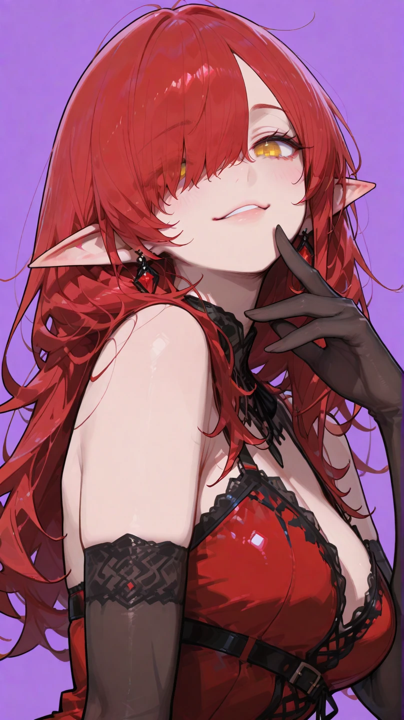 ((Masterpiece,Best Quality)), close-up of a smile , absurdress, queen_Beryl_Sailor_luna, 独奏, Evil smile, looking a viewer, Whip
