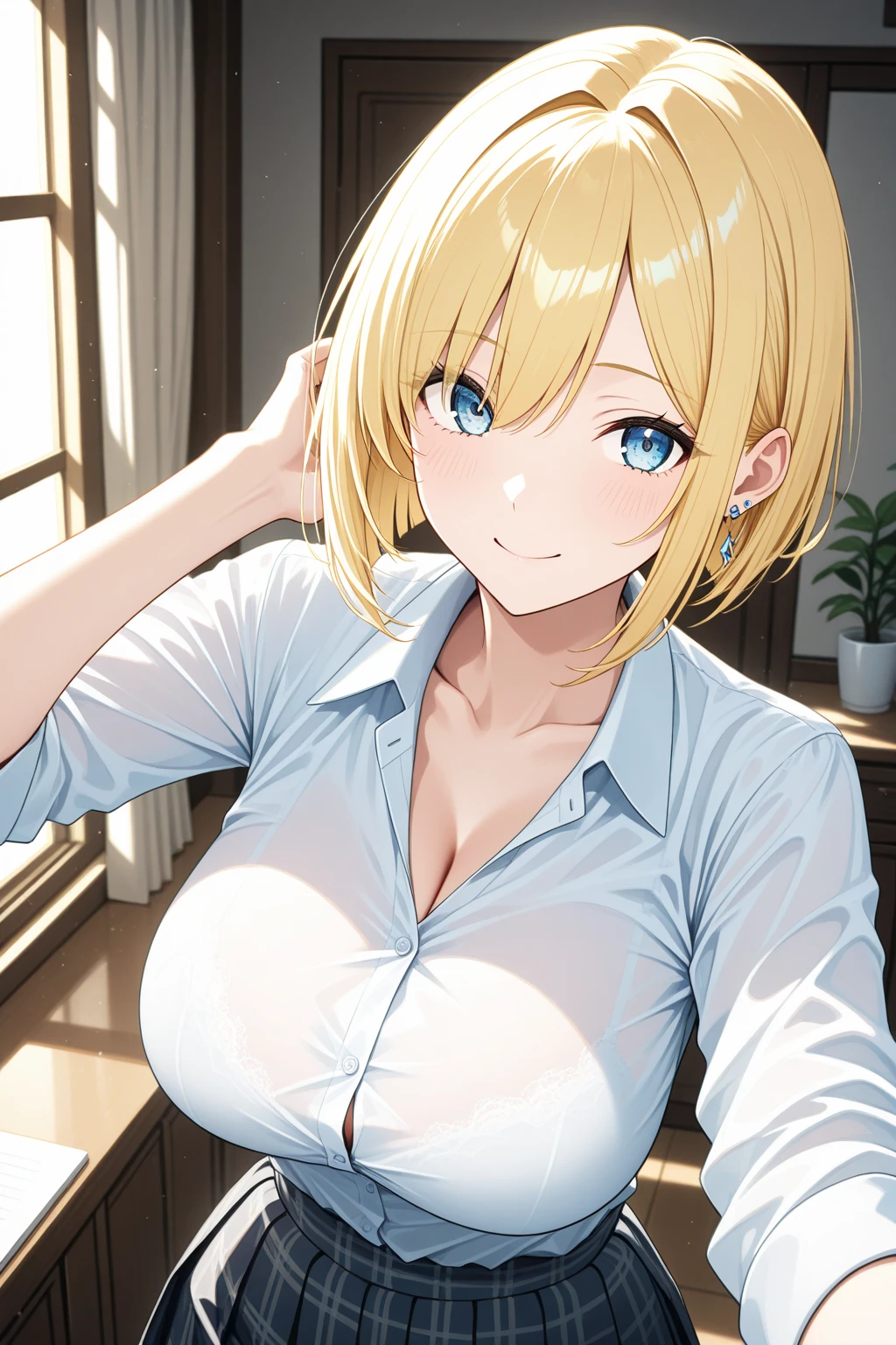 (night:1.7), Japan, Tokyo, City view, in front of the window,
standing at attention,In a room with a wall and door behind her,Upper body,
white clothes,long sleeve,cleavage, clavicle, kimono, kimono,
blonde hair, blue eyes,short hair,
1 girl, 24-years-old,mature woman,beautiful Finger,beautiful long legs,beautiful body,beautiful Nose,beautiful character design, perfect eyes, perfect face,
looking at the viewer, in the center of the image,
NSFW,official art,Highly detailed CG Unity 8k wallpaper, perfect lighting,colorful, bright_front_face_lit,
(masterpiece:1.0),(Highest_quality:1.0), 超High resolution,4k,super detailed,
photograph, 8k, HDR, High resolution, disorganized:1.2, kodak portrait 400, film grain, blurred background, Bokeh:1.2, Lens flare, (lively_color:1.2)
(beautiful,big_chest:1.4), (beautiful_face:1.5),(narrow_waist),