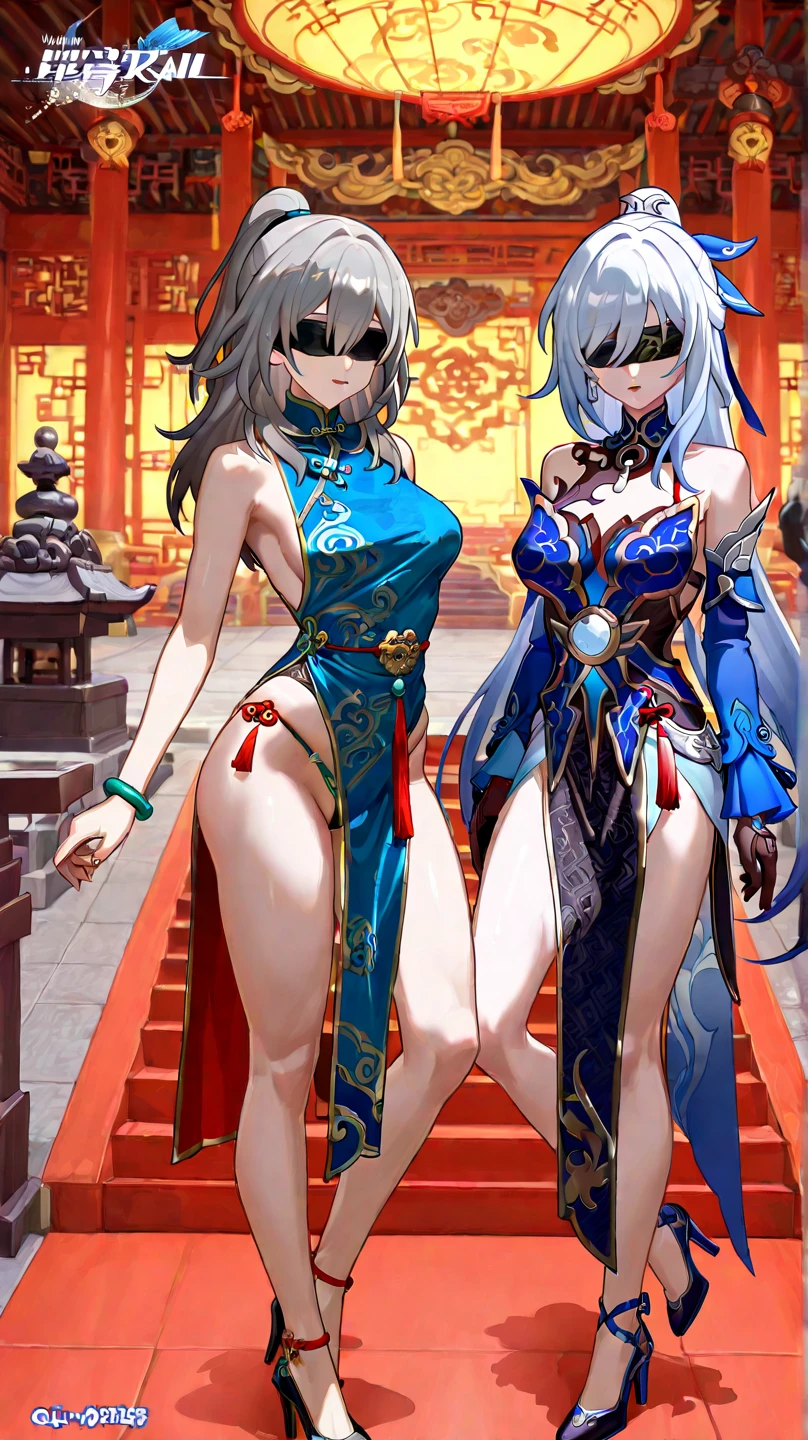 Anime - Chinese woman standing in unreal space in sexy hanfu and armor, seductive anime girl, sexy ancient female warrior, full body details, (big breasts 1.4), (long legs 1.1), [ 4k digital art ]!, smooth anime CG art, female action anime girl, shiny white skin, adult version, full body pose, perfect body, R18