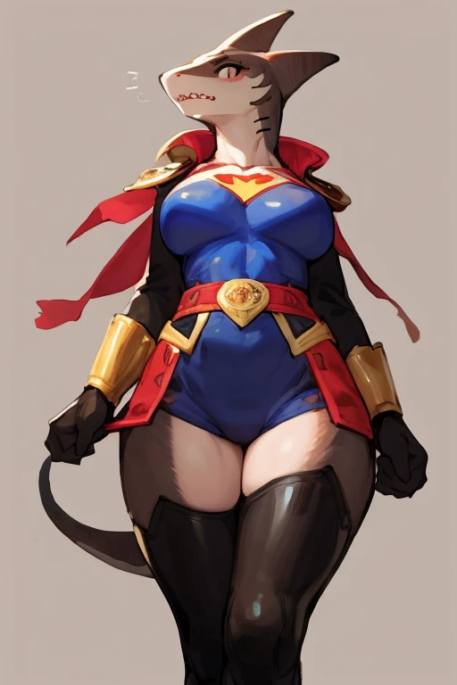 ((Clair)), pokemon, ((BLACK BACKGROUND 1:2, masterpiece)) 1solo female full body MILF BIMBO standing straight symmetrical with two long thighs and two metal sandals, red eyes like rubies, eye focus looking to the viewer, silver white hair, short bob style hair, big knockers breastplate, breastplate, cleavage, tiara royal, long cape up to two feet, yellow bikini (yellow tiger stripes), lustful smirking smiling, smile face (red blushed, red cheeks), pauldrons metal shoulders, gold sleeveless bracelets, separate sleeves, hands on waist hands OR hips, golden bracers, metal handcuffs, leather corset, red loincloth, black leather choker slave collar, shackles bracelets, slave red crest under navel, navel, big belt around waist OR hips, feet together, metal ankle, two long thighs and two metal sandals