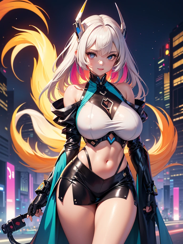 Kangel, needy streamer overload, needy streamer overdose, risque pose, nsfw, big boobs, thick thighs, digital illustration, vibrant colors, soft lighting, perfect face, absurdres, ultrasharp, 8K, perfect hands, glowing effects, pixel effects, digital girl, gamer, gamer effects, egirl outfit, short skirt, cat headphones, streamer