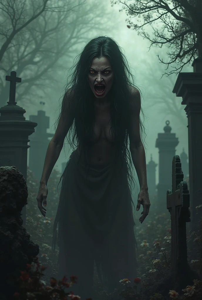 a banshee haunting a cimetery,ultra realistic 8k cg,best quality, picture-perfect face, flawless, clean,realistic, masterpiece, photorealistic lighting,detailed face,ray tracing,warm light,motion blur ,perfect face, beautiful face,((perfect female body, narrow waist)),(hair over eyes:1.3),long pointy ears,ultra detail hair, ultra detail face,huge breasts,huge ass,europeen,skirt,panties,((detailed facial features)),ghost style,  <lora:Banshee-000008:1>