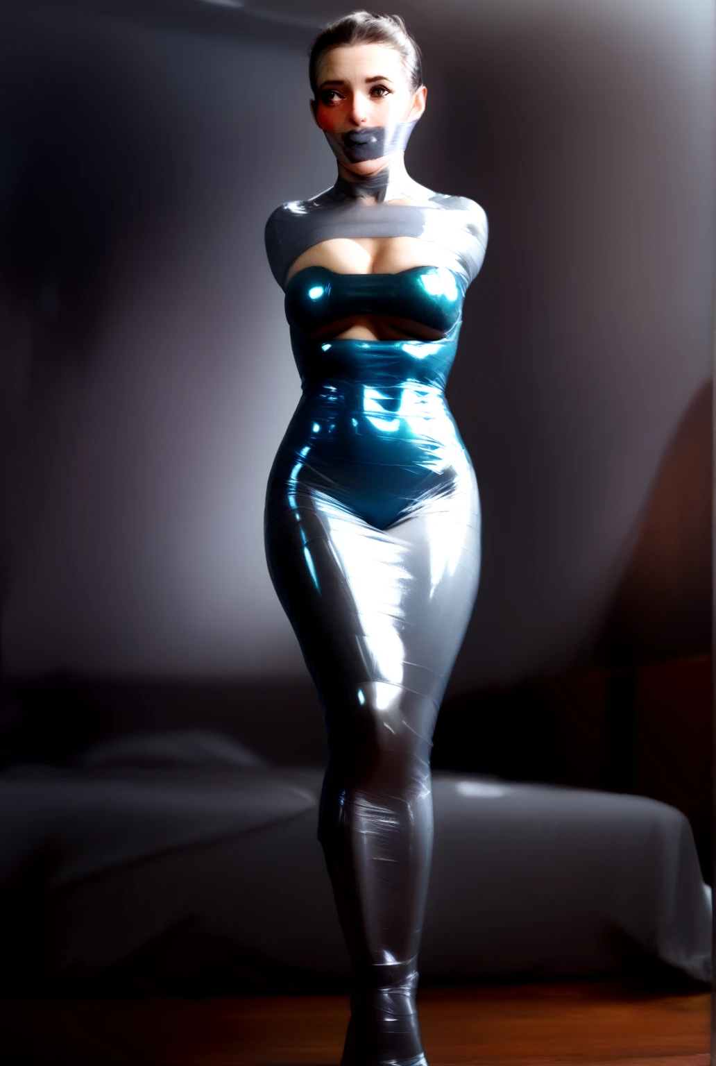 Arabian aletta ocean, huge tits latex blue mermaid outfit, oiled body, big tits, ocean, under water, realistic, buxom, ??????, cleavage, hijab, fish