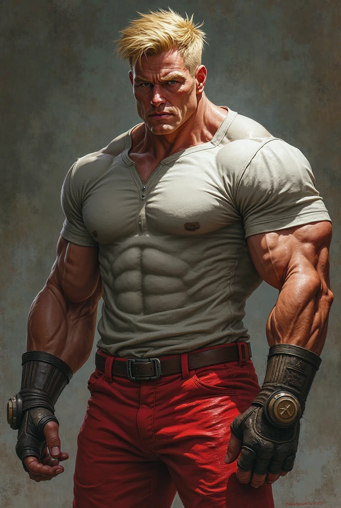 (magazine cover), with text, solo, 1boy, (Huge Muscular Old man as a boxer, wearing boxing gloves , wearing shorts) (short hair, 2tone hair color, two tone hair colors, red and white hair color), pectoral, abnormal muscle size, very big muscle, absurdly muscle size, huge pectoral, wide pectoral, short white hair, short bearded, simple background, masterpiece, high detailed, 8k, high resolution, --style 250, -- v 6.0