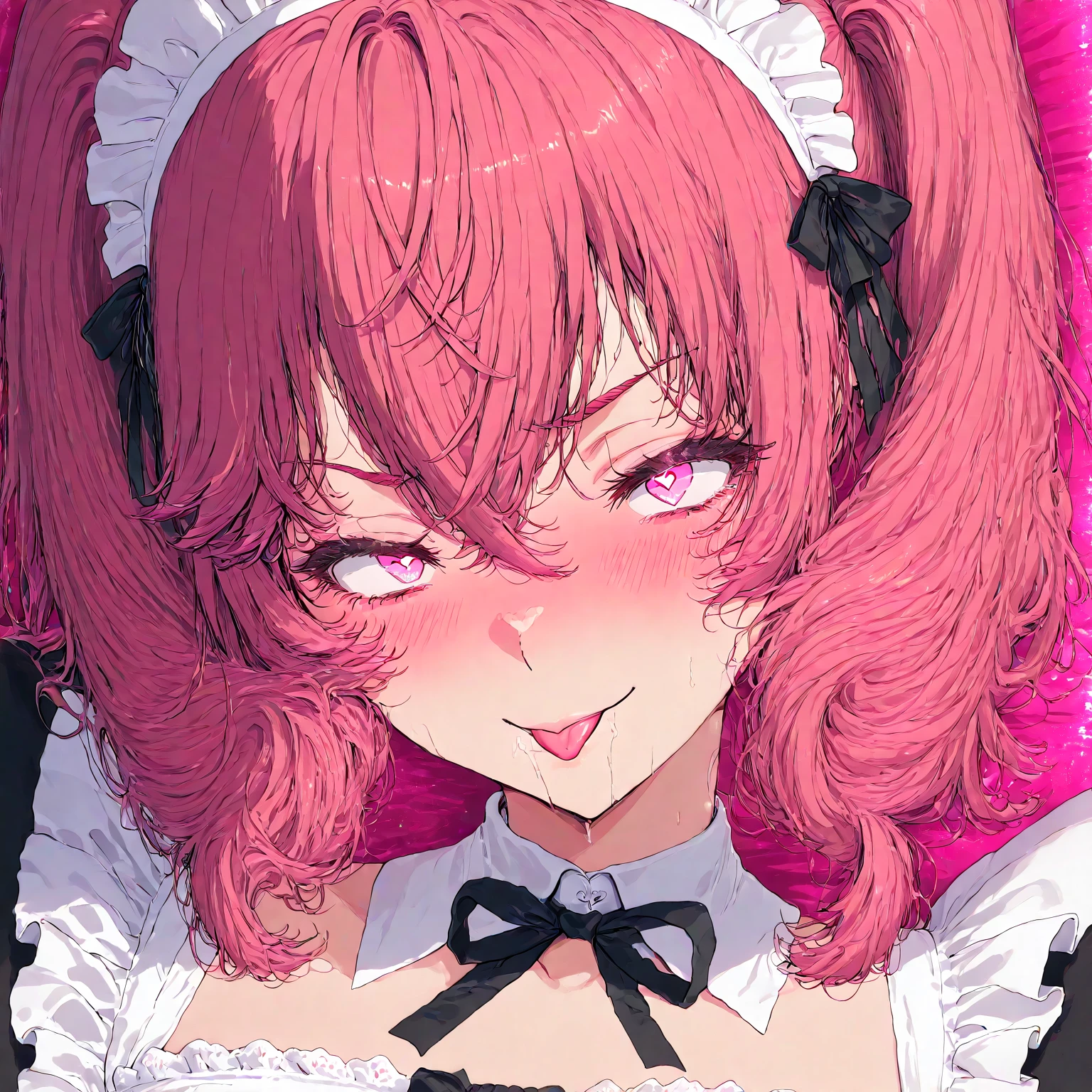 1girl,solo,super detailed skin,shiny skin,wet skin,anya alstreim, code geass, angelic smile,,pink hair,eyelashes,lips gloss,small breasts,beautifully shaped breasts,gothic maid costume,frill short skirt,cleavage cutout,room,masterpiece,best quality,ultra detailed,high resolution,sharp focus,depth of field
