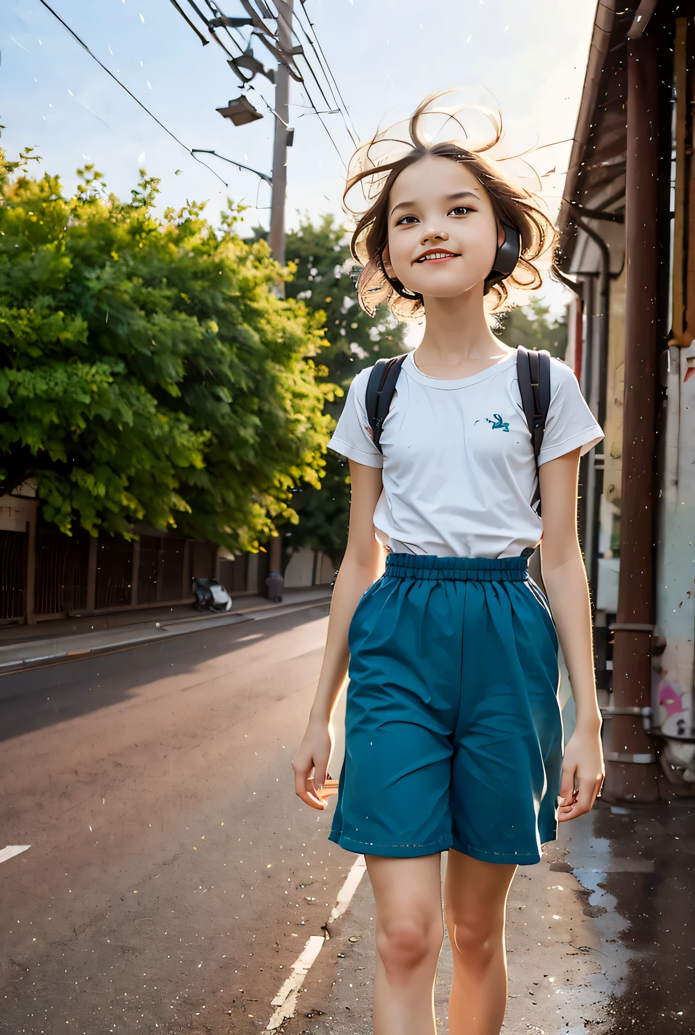 (masutepiece, Best Quality:1.5), 8 year old beautiful girl, 8K, 50mm portrait, Raw photo, absurderes, Delicate girl, (Close up face, full of sweat, Shiny skin, gym room, exercise:1.2), Upper body, Looking at Viewer, (Smile:0.4), breasts focus, Thin arms, very thin waist, No makeup,face lights, clear lighting, Film grain, chromatic abberation, (Bokeh:1.3), (Simple background:1.2)、(All Nude)、rib、or thin legs、full bodyesbian、Child's body shape、(8 years old girl)、(flat breast)、(Very cute face)、(petite body)、(FULL BODYSHOT)、(Bursting smile)、Junior Idol