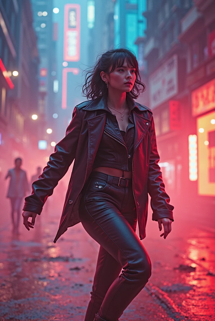 1 female, short hair, with black leather jacket,
Blade Runner Rain Shadow Dramatic Lighting Art,author:John Burkey
(best quality, masterpiece, )