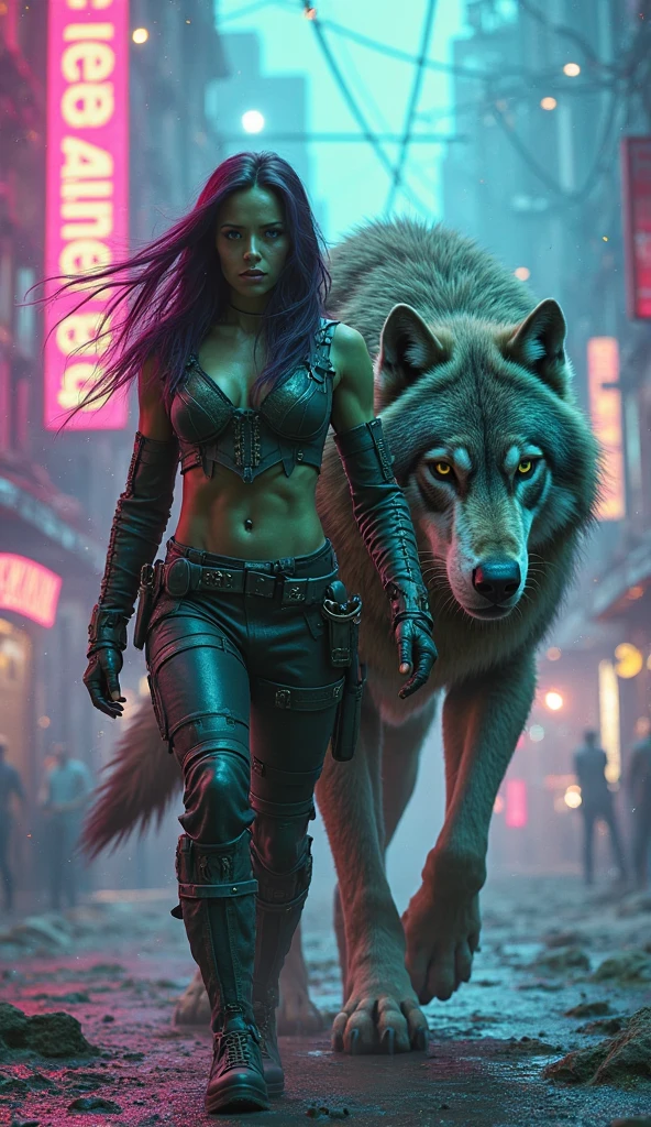 (masterpiece), the best quality, traditional tatoo, (the best quality), (the best illustration), (the best shadow), full-body shot, a cyberpunk wolf, with steel teeth, hyperrealistic, white fur with sky blue serdas, (empty background:1,4)