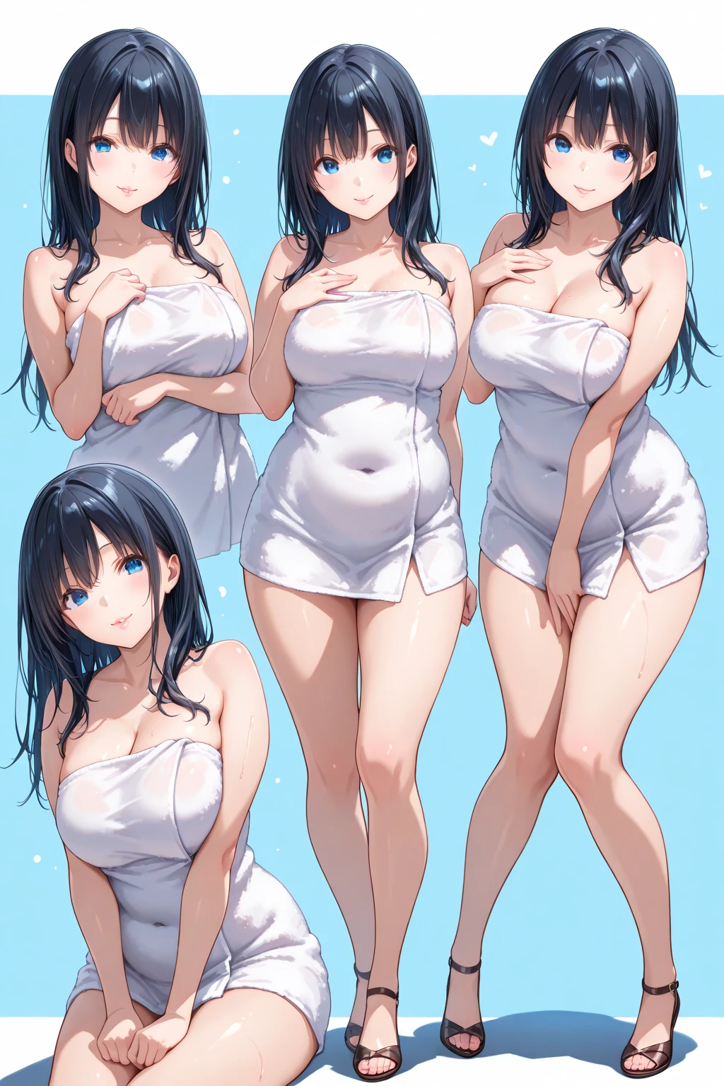 4girls,Bikini,breastsless,schoolswimsuit,masterpiece, best quality, very aesthetic, absurdres,(straight-on),adult,woman