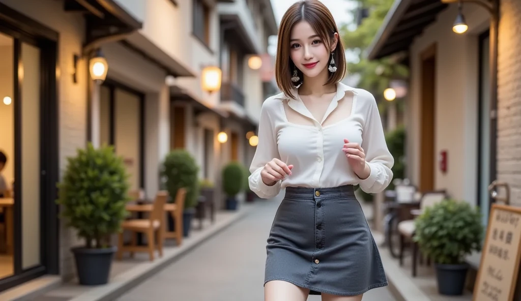 (In a business district at night in the rain:1.5)、(Soaking wet and smiling:1.5)、(A cute 20 year old woman:1.5)、(The best quality at its best:1.4), (Super detailed), (Very detailed CG unified 16k), Beautiful woman with perfect figure: 1.4, Sharp focus: 1.2, Very detailed, High-quality RAW color photos, Professional photography, Great face and eyes, cosmetics, (Amazingly beautiful girl), ((White blouse and grey tight skirt:1.5)), Realistic movie faces, Full body long view from head to toe, Realistic, ((Realistic natural orange red hairstyle)), ( Short Bob Hair:1.5), (necklace:1.5)、, Very beautiful face, Perfect model beauty, Mouth swelling, Highly detailed face and skin texture, Fine grain, double eyelid, Medium chest, (masterpiece), Highest quality, High resolution, Very detailed, Blurred Background, Depth of written boundary, Cinema Lighting, Great legs, , Clear, well-maintained skin,((Full body shot from head to toe:1.5))