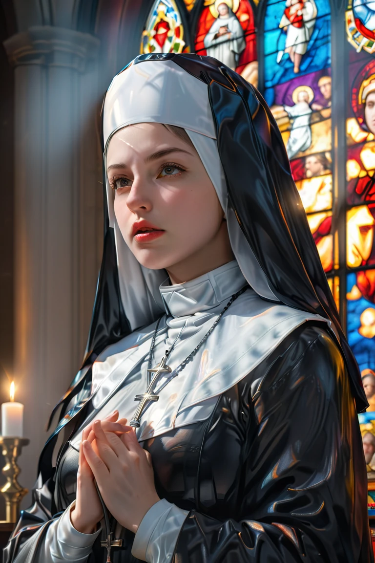 check_9, check_8, check_7_up, 1 girl, 1 boy, Gorgeous body, pubic hair, beautiful sexy nun, she is beautiful and very hot, prays, majestic setting, Return Rider, sex for salvation