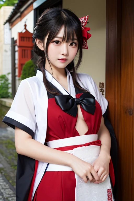 The only 18 year old shrine maiden、NSFW、Super detailed、High resolution、transcendental beauty highest quality、masterpiece、Wear knee socks、Majimix Real、(RAW photo:1.2)、(Photoreal:1.4)、Detailed beauty、and delicate expression、At a historic old shrine、(The shrine maiden's red and white uniform is torn.、I can see your nipples:1.5)、Shrine maiden's red and white costume、(short pigtails、Bangs without gaps:1.5)、((you can see me))(squat)、eyelash、sparkling eyes、glossy lips、beautiful and detailed eyes、((beautiful japanese girl))、very detailed expression、highly detailed face、movie lighting、positive、((dynamic pose))、((open stance))、(The front of the shrine maiden's hakama is torn、I can see your pussy:1.8), Shrine maiden's red and white costume、(Accurately represents the shape of the female genitals:1.5), (Detailed depiction of the labia minora, vaginal opening, Detailed depiction of the clitoris:1.5), (Open your legs wide and raise your knees:1.8)、(Limb restraint:1.6)、(man's hand touches pussy:1.8)、thin legs、(Open your mouth wide and look at your tongue:1.7)、Panting with sexual pleasure、(Feel the climax of ecstasy:1.6)、Open your mouth wide and scream、shame、Her cheeks flushed slightly、Heartbreaking cry