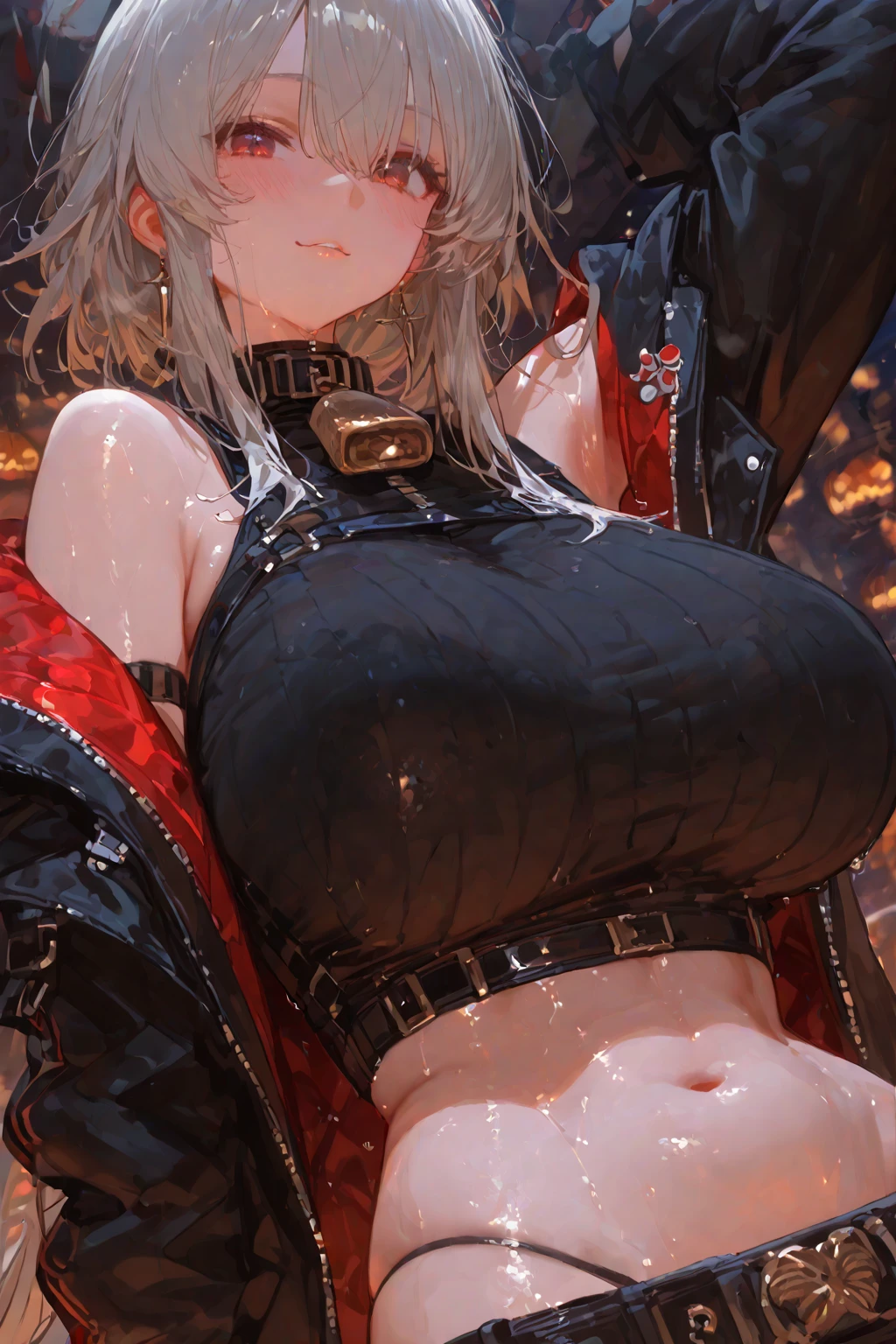 (masterpiece, best quality:1.2), 8k, insane details, intricate details, hyperdetailed, hyper quality, high detail, ultra detailed, professional, HDR, realistic, ray tracing reflection,
nsfw, 1girl, solo, yorha no. 2 type b, goddess, cinematic lighting, ornate, (glitter, sparkly golden:1.2), ornament, diamond,
short hair, gigantic breasts, huge breasts, thighs, curvy, (areola slip:1.2), ((blindfold)), hair over one eye, (((black dress))), upper body, indoors,
long sleeves, juliet sleeves, cleavage cutout, black hairband, parted lips, black thighhighs, white gloves, cleavage, turtleneck, bangs, blindfold, covered navel, white leotard, standing, <lyco:2bNierAutomata_lycov1:1>, <lora:mbtest2:0.5>, <lora:specular_v2:0.3>, <lyco:Saya-sagging breasts:1>, sagging breasts,