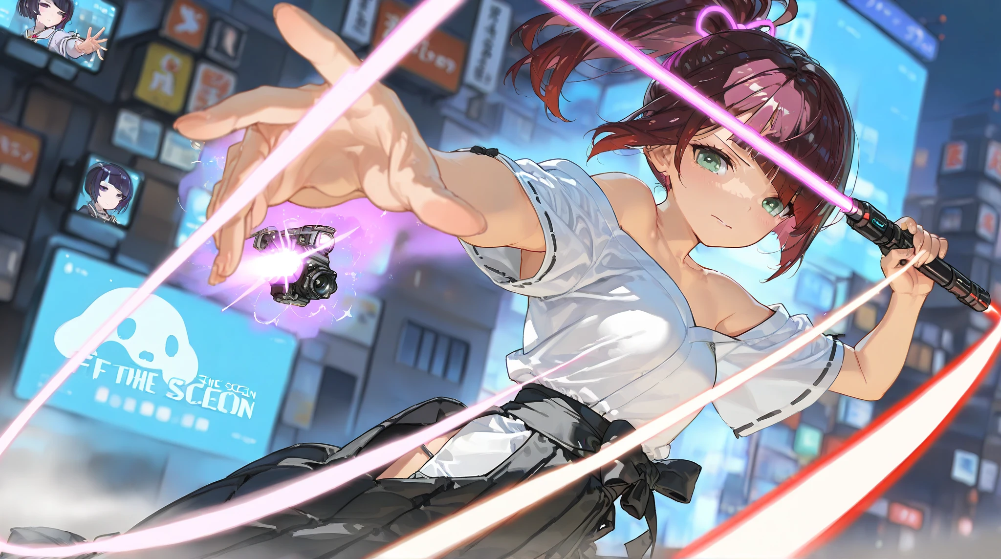 (best quality,4k,8k,highres,masterpiece:1.2),ultra-detailed,(realistic,photorealistic,photo-realistic:1.37),HDR,UHD,studio lighting,ultra-fine painting,sharp focus,physically-based rendering,extreme detail description,professional,vivid colors,bokeh,portrait,sexy,sci-fi,action,space,flying,cute woman,sexy battle armor (chrome violet),matching sci fi weapon,action pose,horrible tentacled aliens