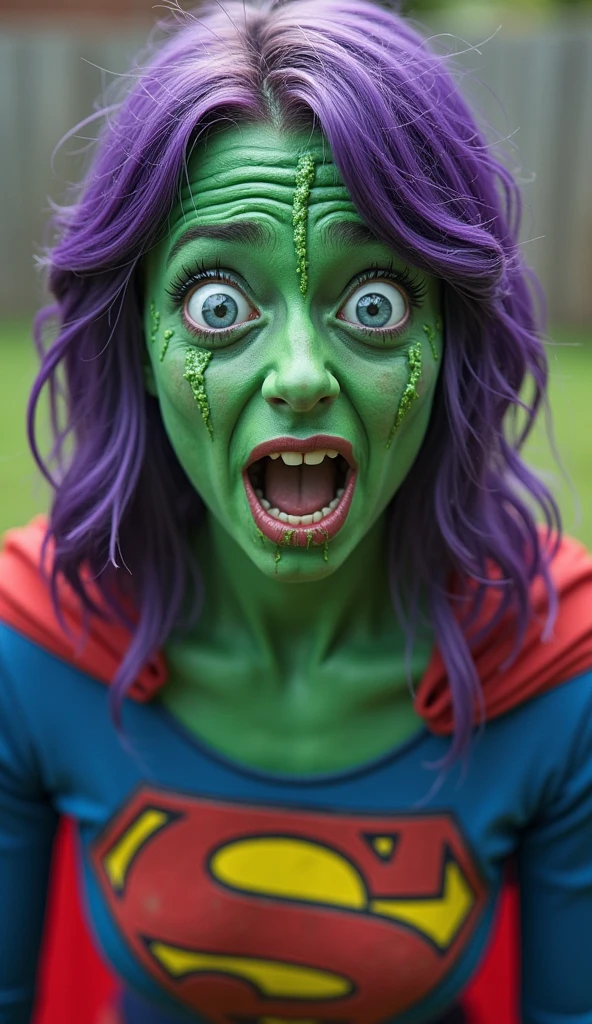 Zombie long hair, female zombie, (green acidic vomiting, villain, (open mouth and vomit puke green toxic), full body, full body view,