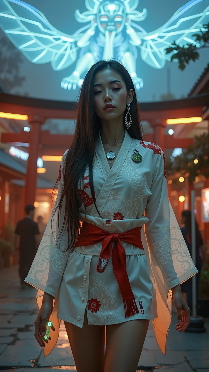 (((Perfect figure,figure,black Japanese clothing,feather woven, (((bleach,(((Scars on the chest))), red eyes,Unohana))),S-shaped figure:1.7))),((masterpiece)),high resolution, ((Best quality at best)),masterpiece,quality,Best quality,((( Exquisite facial features,looking at the audience,There is light in the eyes,Happy,nterlacing of light and shadow,huge ))),(((looking into camera,fighting stance,red background,Blood,from below,look up)))