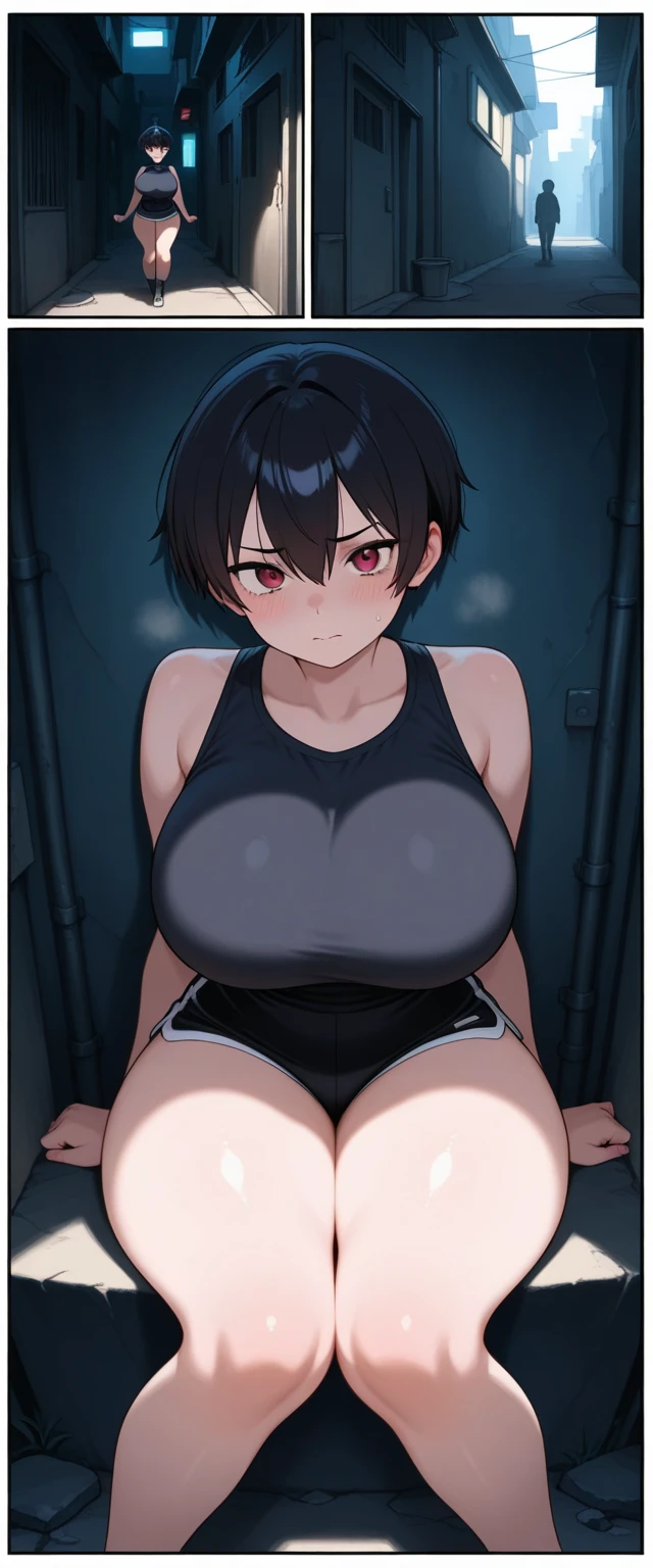 (close、16k、highest quality、high detail、Rich skin details)、(((nfsw)))、female police officer、policeman's cap、Police Officer Jacket、Watch anywhere、obedience、((very big breastuscular)))、((blunt bangedium hair、yellow eyes、((blushed))、Are crying、surprised、((confused))、((embarrassing))、Wet、big ass、very big thighs、arm behind head、Armpits、swollen nipples、navy blue leotard、black boots、bob cut、Armpits、black hair、dull bangs、in the abandoned building、